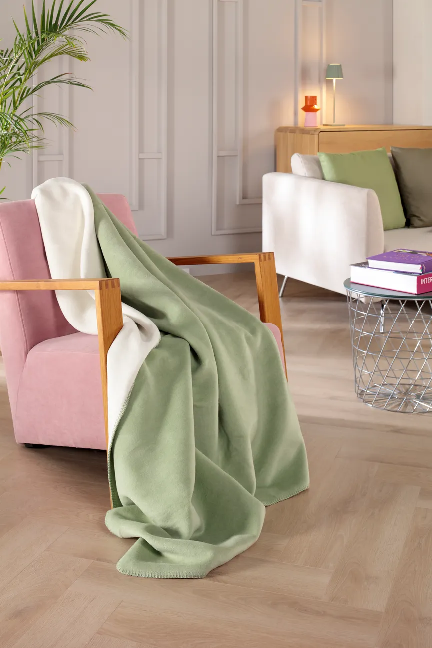 Decke Doubleface mint-ecru milieu