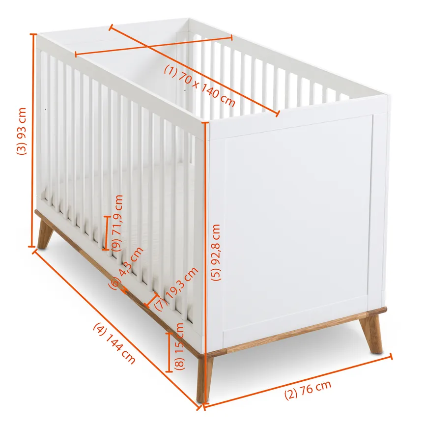 Kinderbett LF 70x140 cm dimensionsmarker
