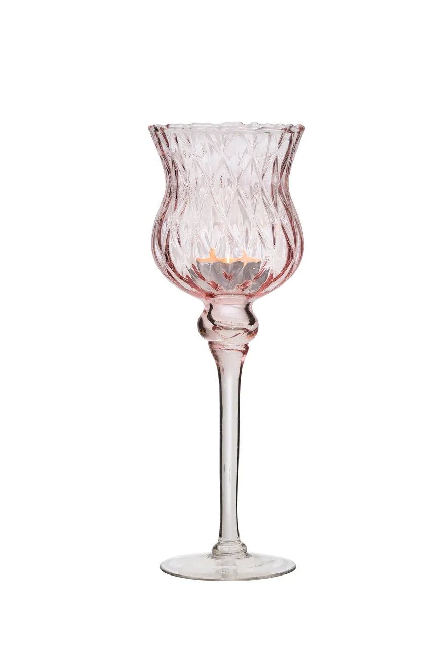 Teelichthalter auf Fuß rosa hauptaufnahme