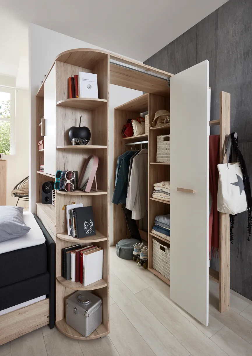 Eckschrank mit Bettkasten detail