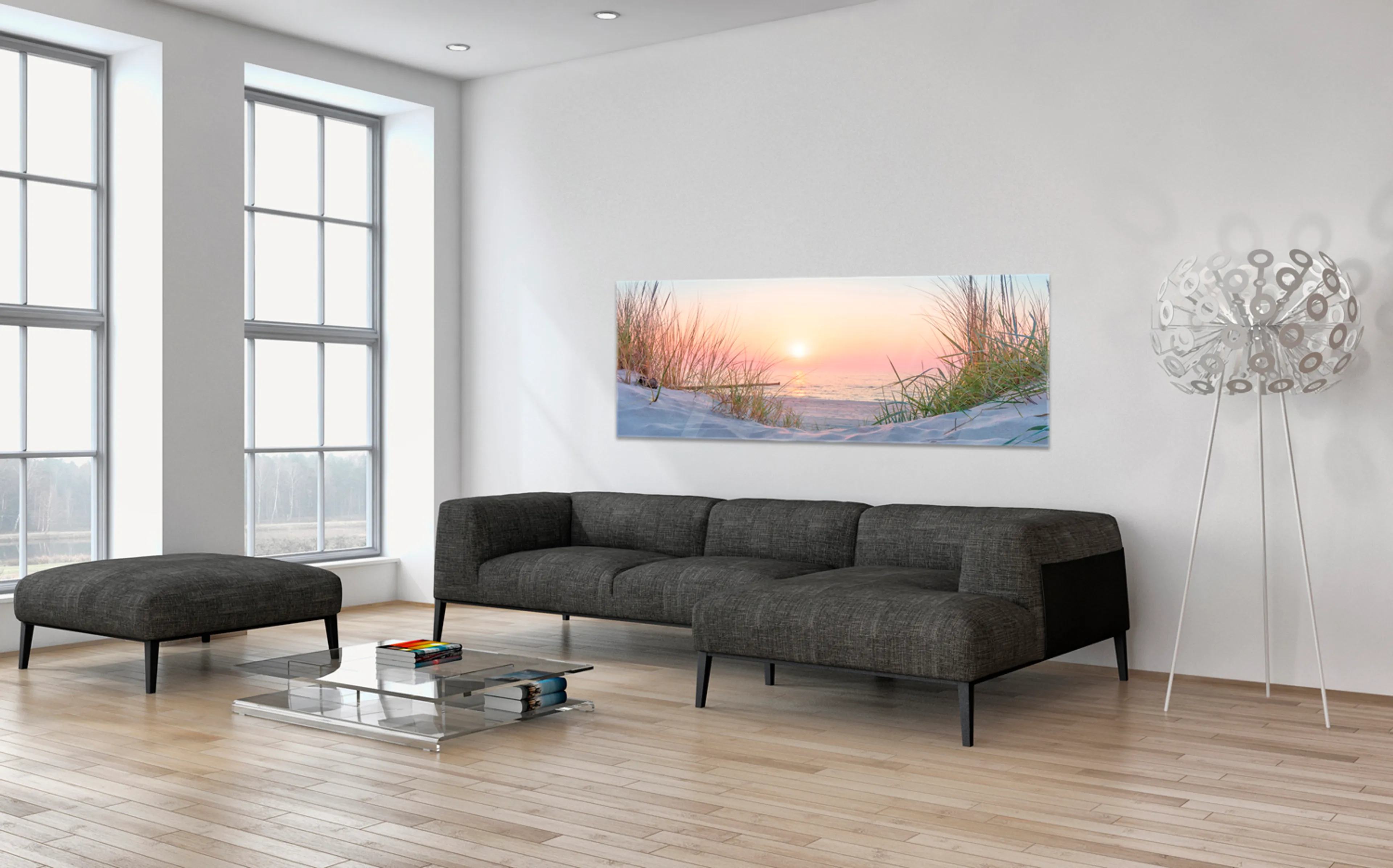 Glasbild 125 x 50 cm Sunset at the Beach 