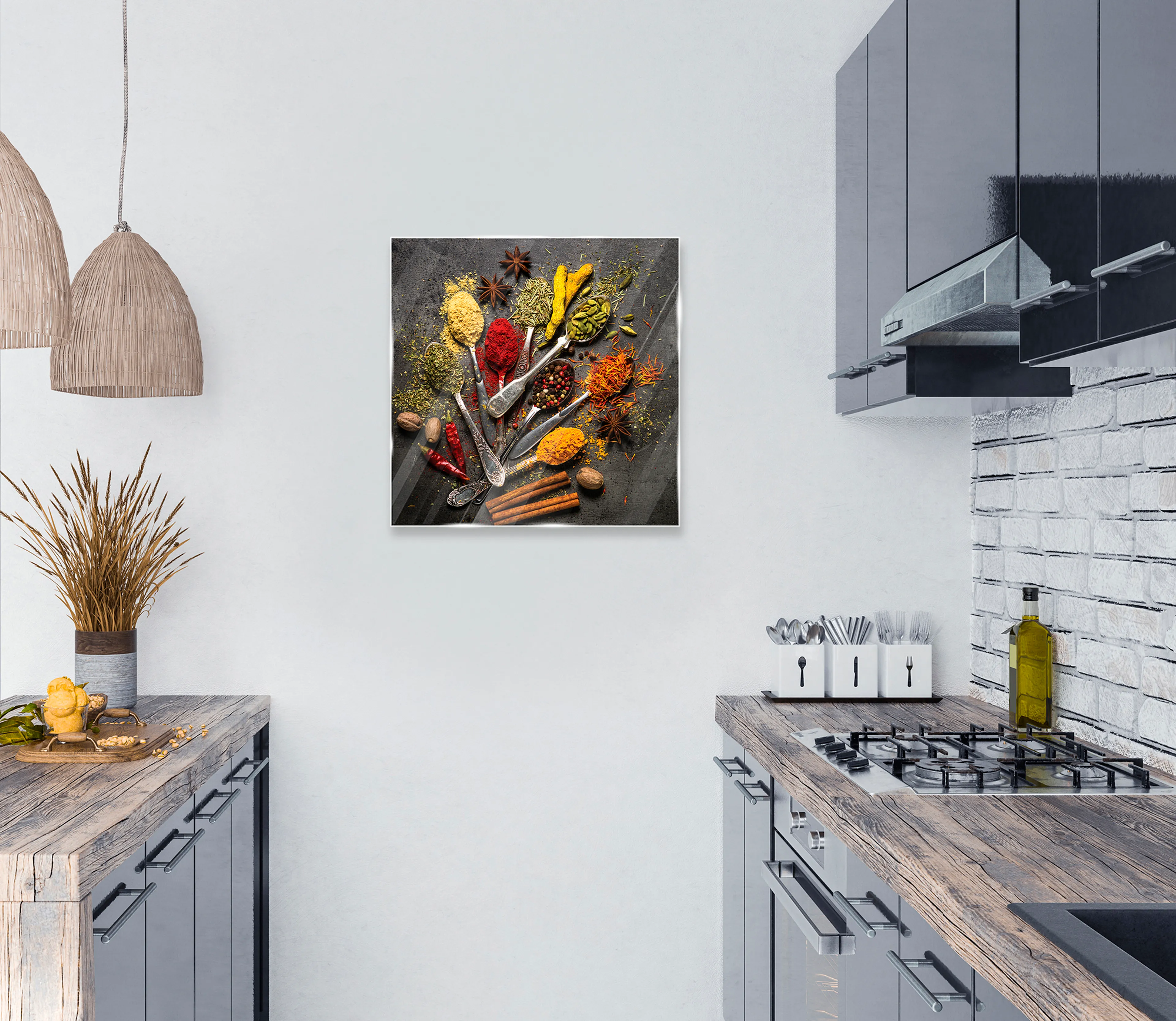 Glasbild 50 x 50 cm Herbs and spices XI 
