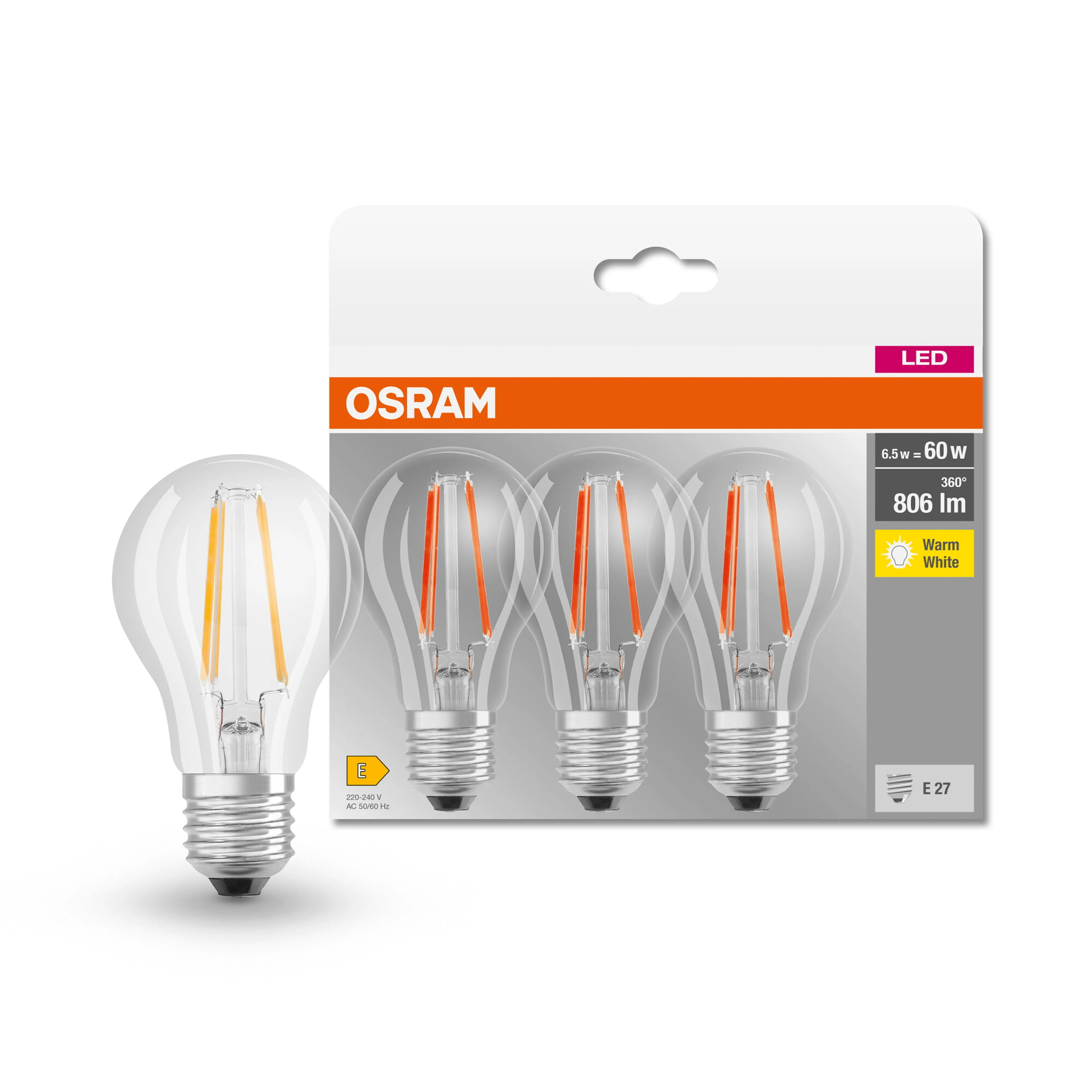 LED-Birne E27/6,5 Watt/Energie E