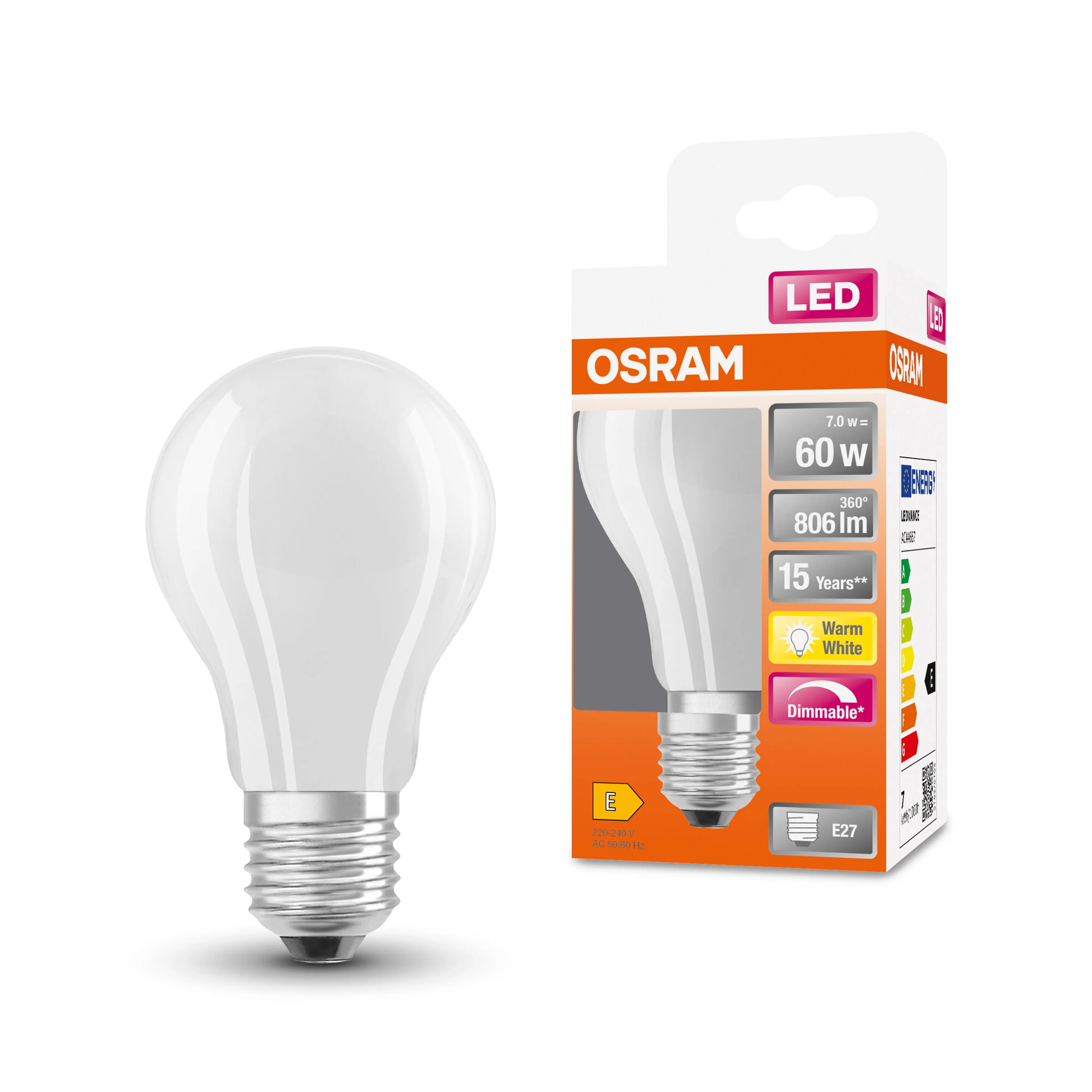 LED-Birne E27/7 Watt/Energie F