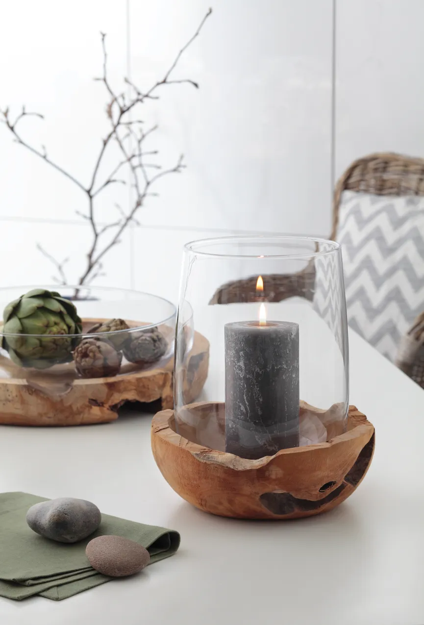 Schale "Terra" mit Teaksockel milieu
