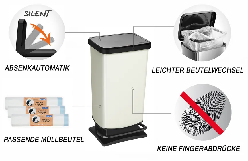 Treteimer Paso 40 l schwarz/co detail