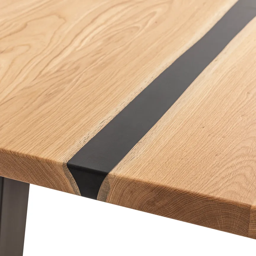 Esstisch Trapez Baumkante detail