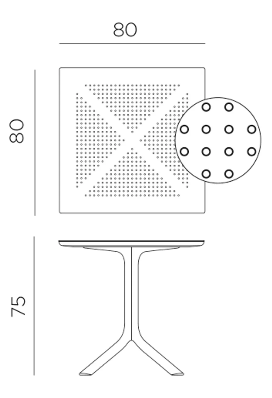 Esstisch 80x80 cm detail
