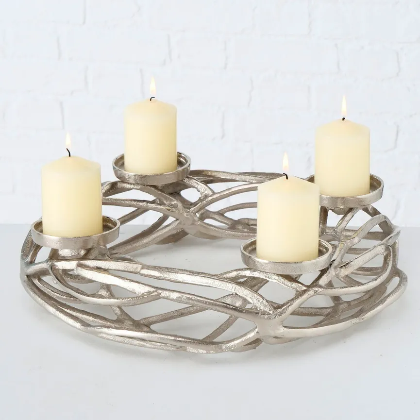 Kerzenhalter "Ringval" silber milieu