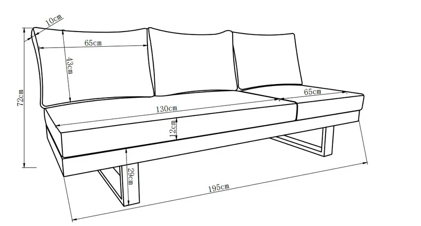 Sofaliege Anthrazit Aluminium detail