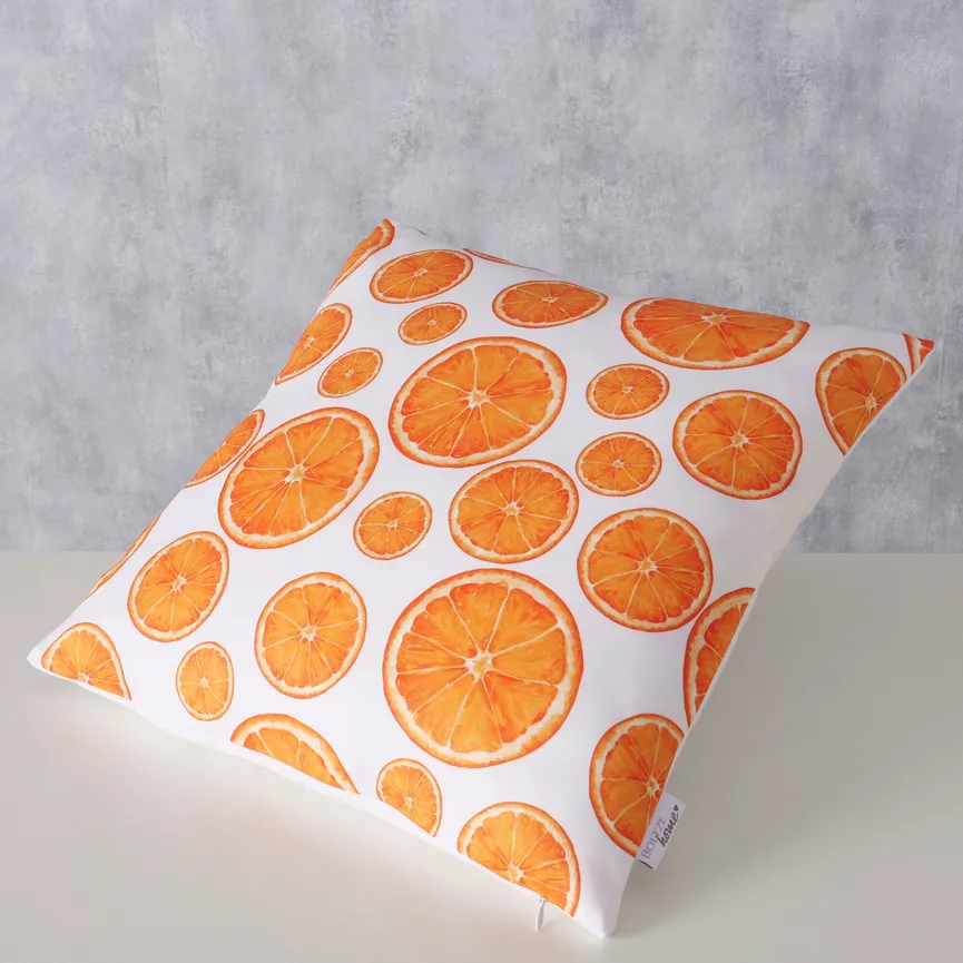 Kissen "Orangy" orange-weiß milieu