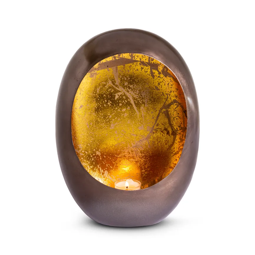 Kerzenhalter S schwarz-gold detail