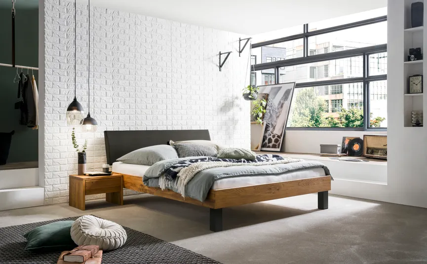 Massivholzbett 90x200 cm milieu