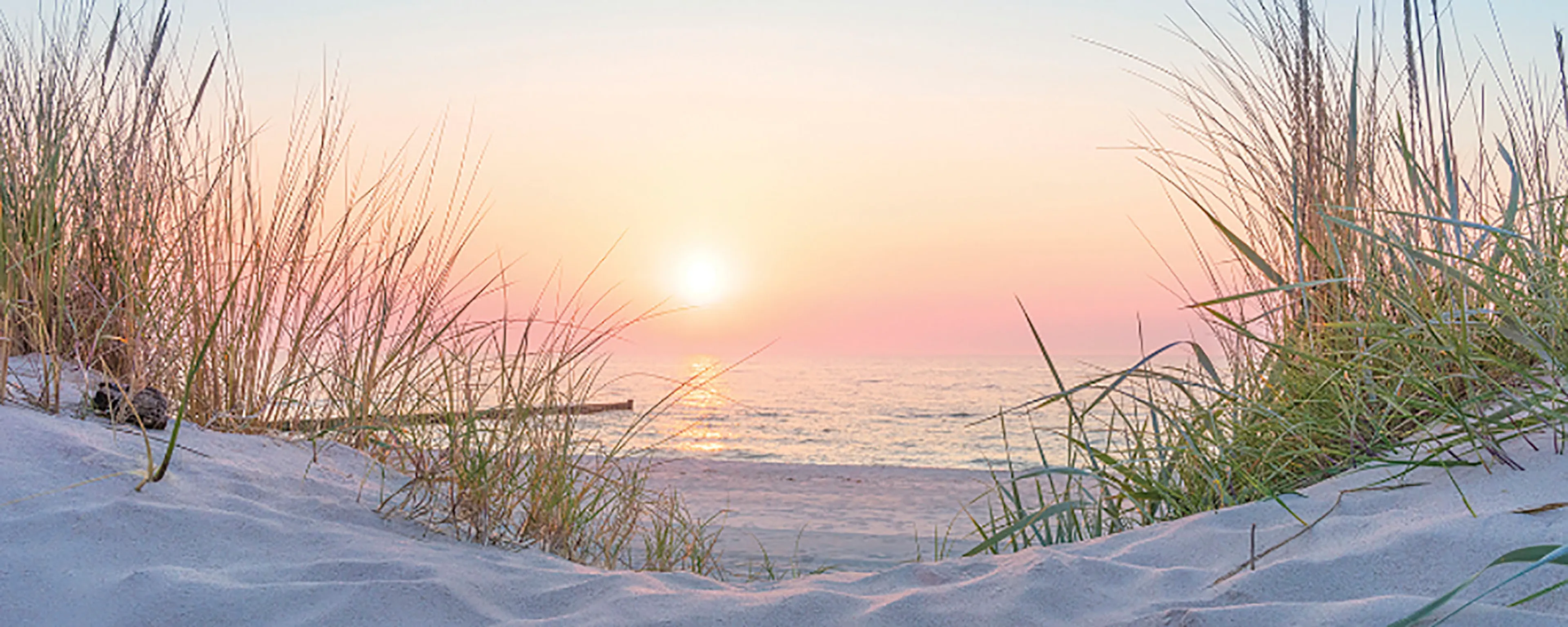 Glasbild 125 x 50 cm Sunset at the Beach 