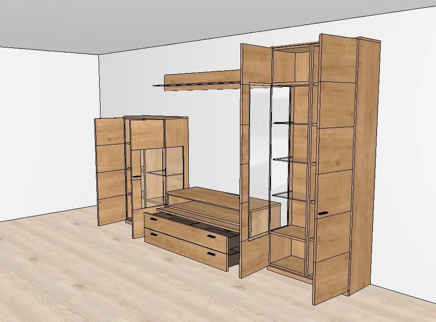 Wohnwand seitenverkehrt detail