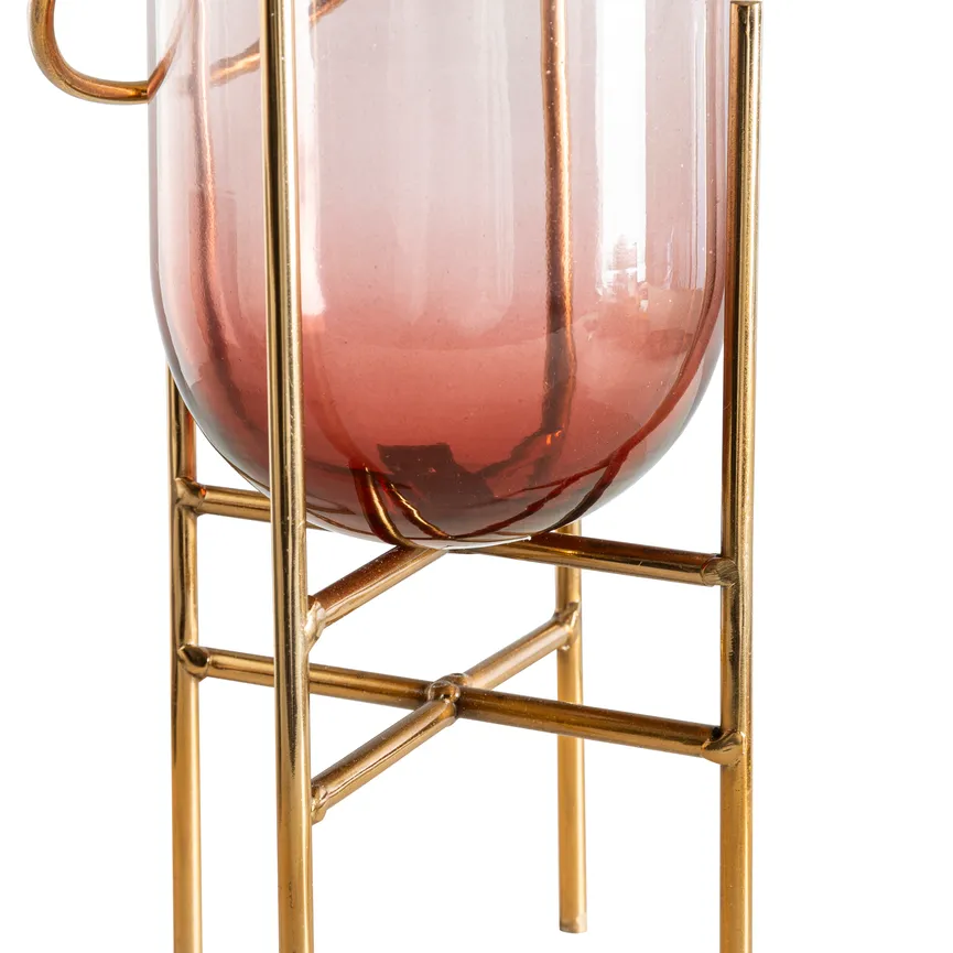 Windlicht M rosa-gold detail
