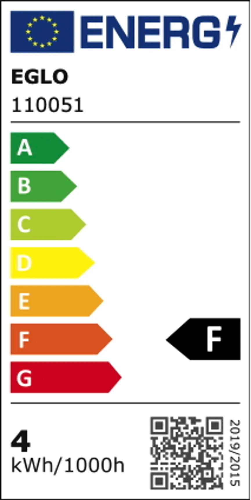 E27/4 Watt LED amber energielabel