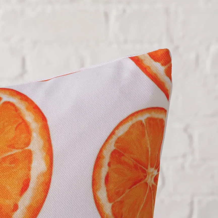 Kissen "Orangy" orange-weiß detail