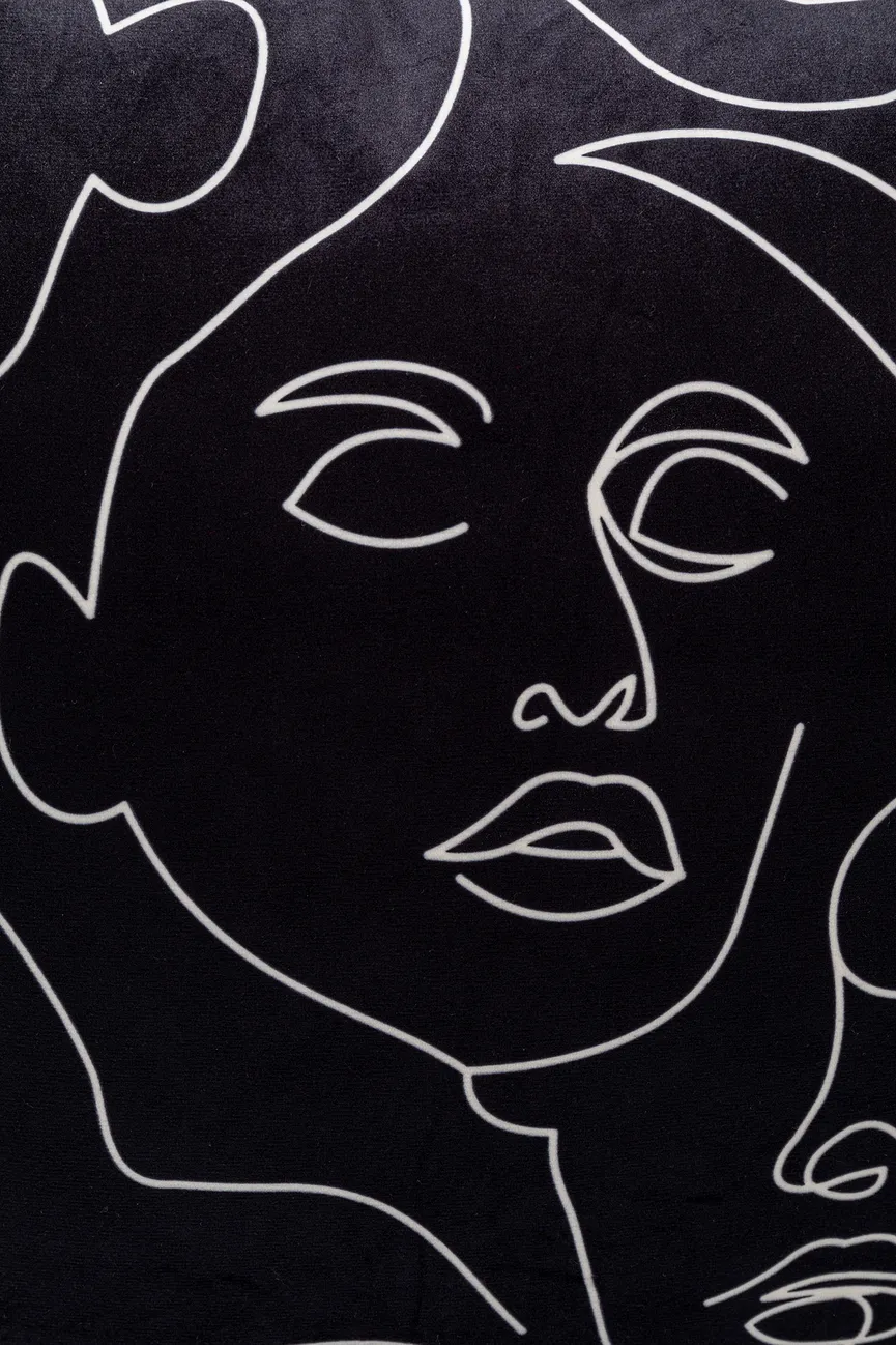 Kissen "Faces" schwarz detail
