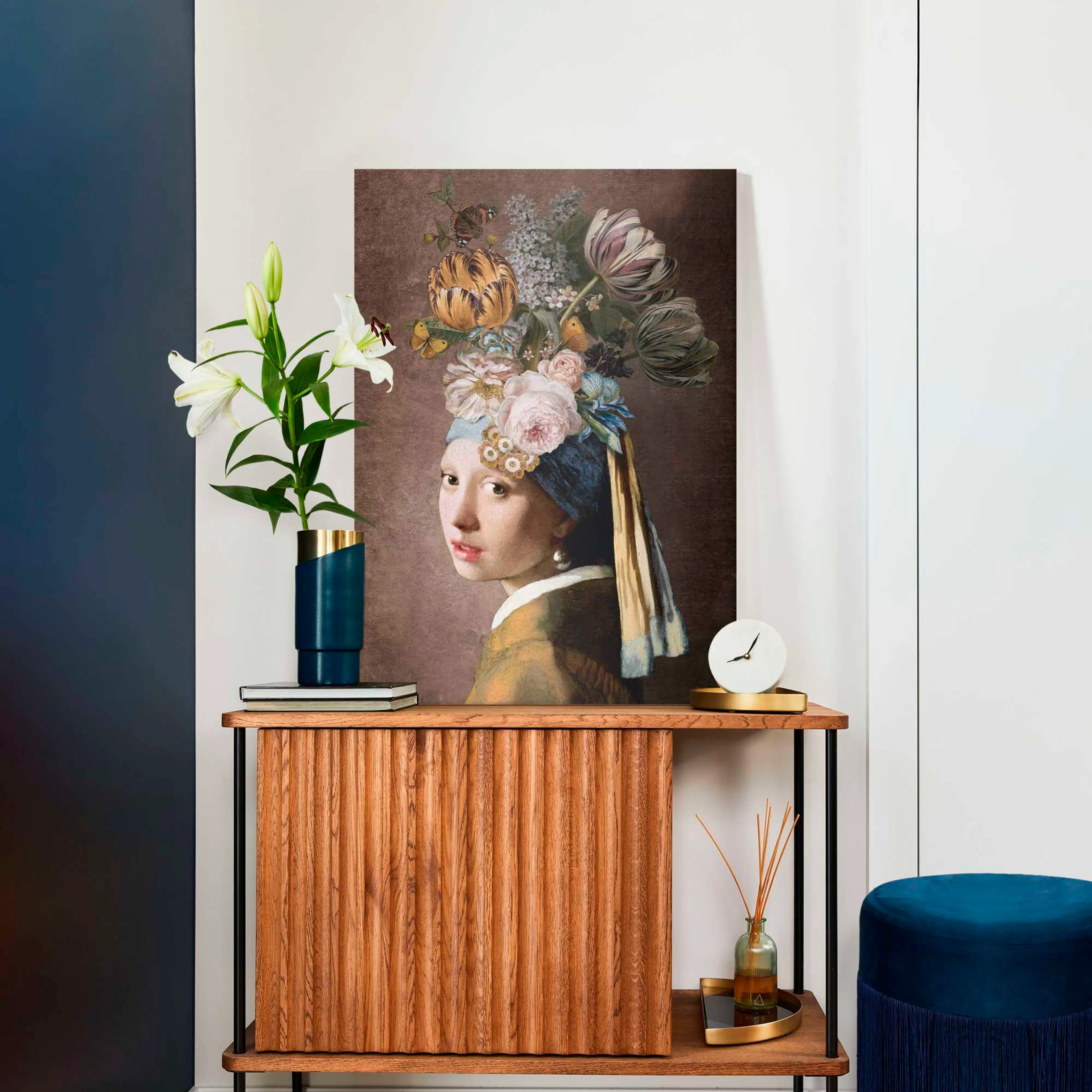 Wandbild 50 x 70 cm Pearl Girl Flowers