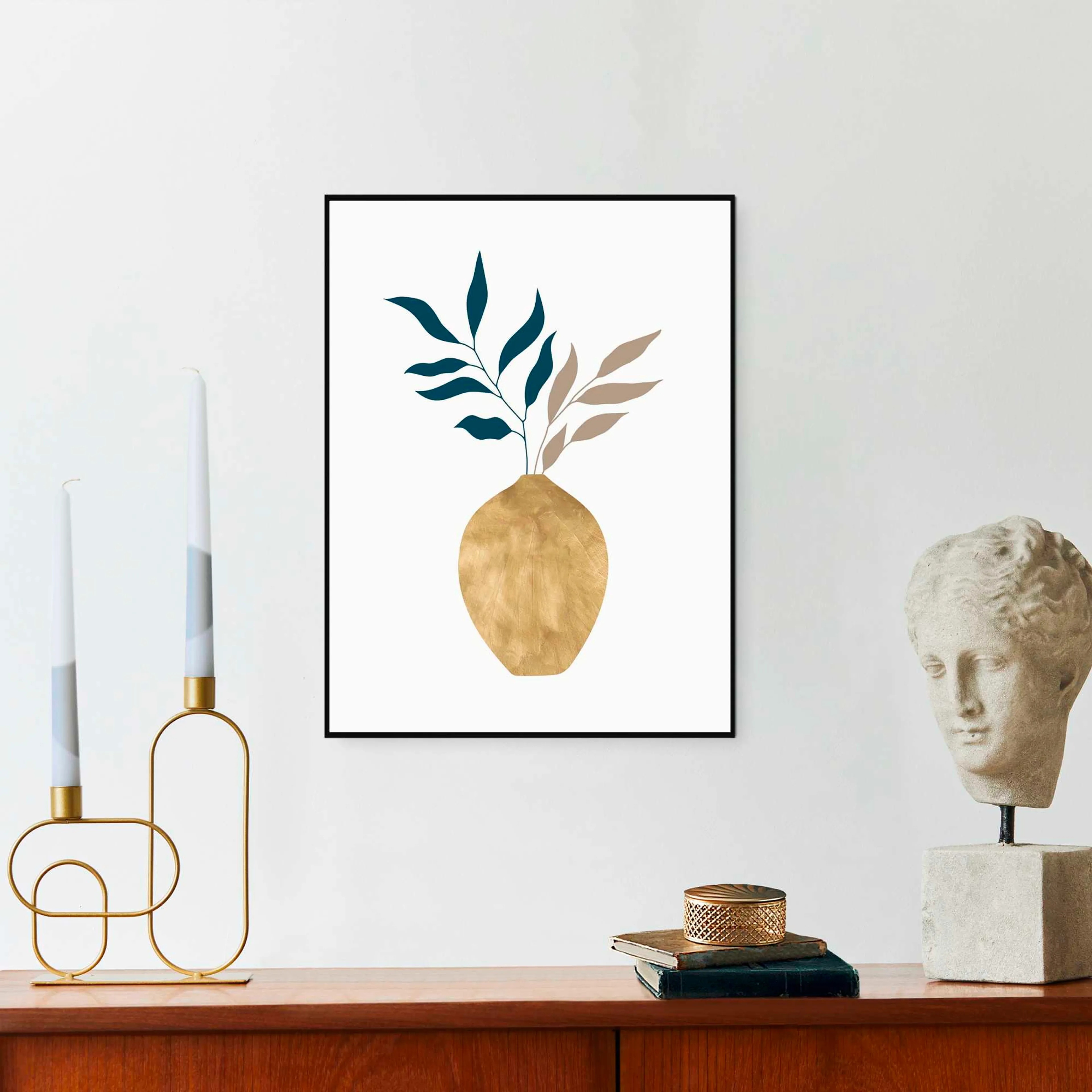 Wandbild 30 x 40 cm Golden Vase