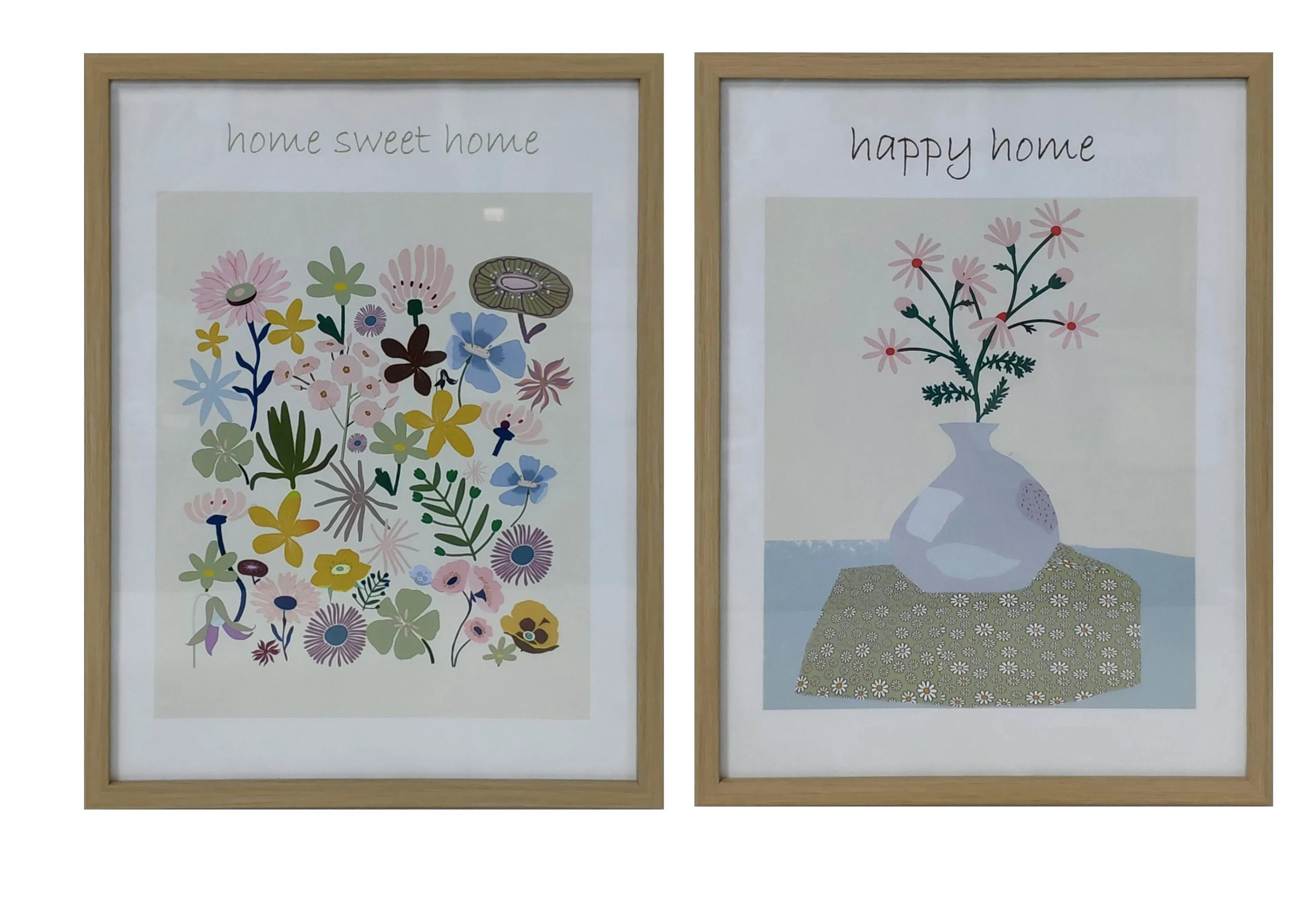 Wandbild 32 x 42 cm Blumen und Vase 2tlg.