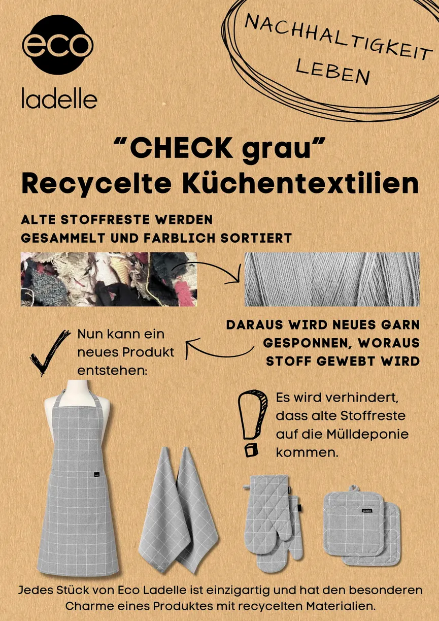 Schürze "Eco Check" grau detail