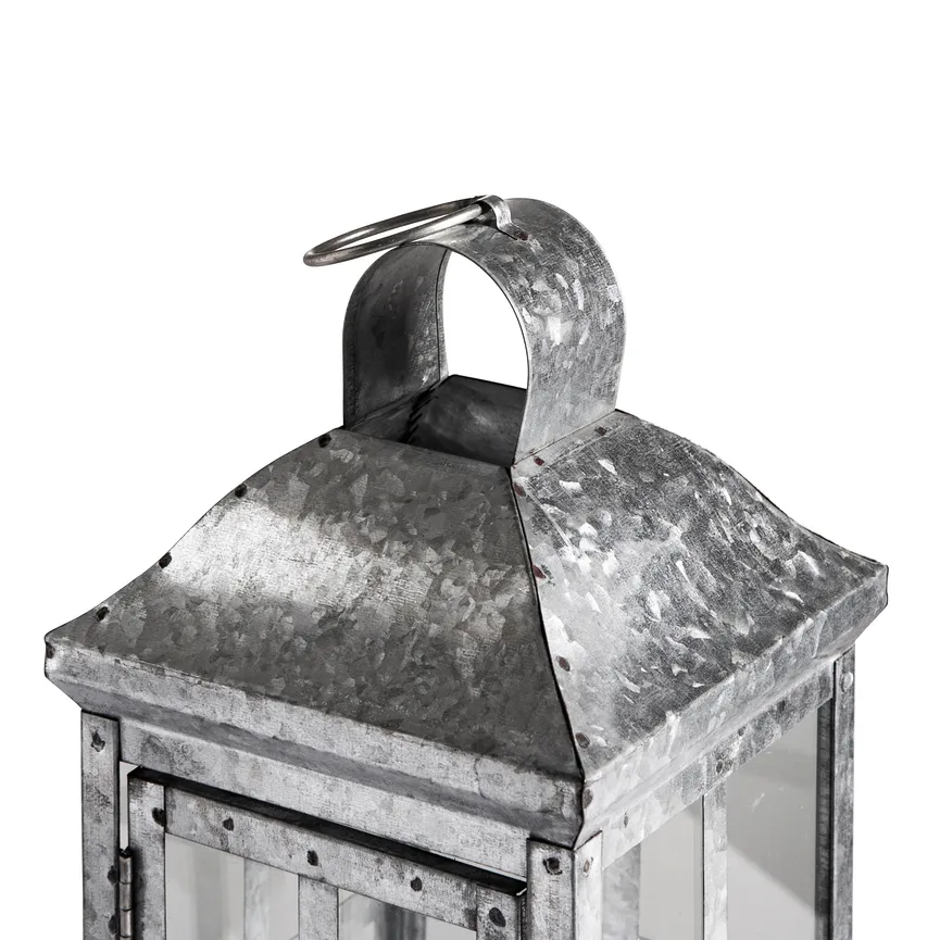 Laterne "Zink" M grau detail