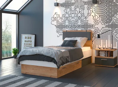 Bett mit Polsterkopfteil 
