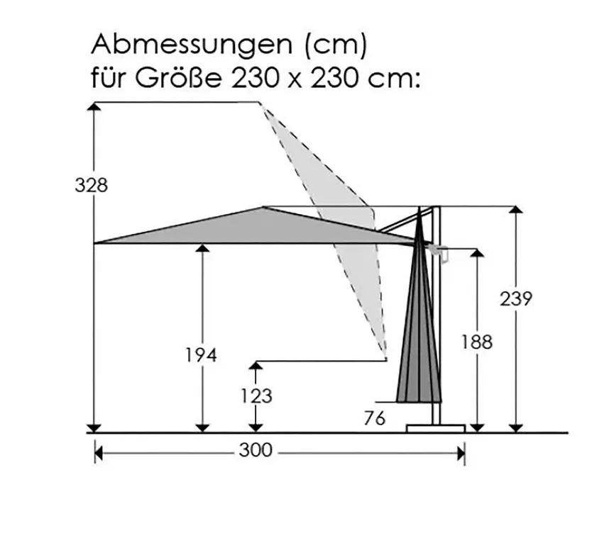 Junior Ampelschirm quadratisch detail