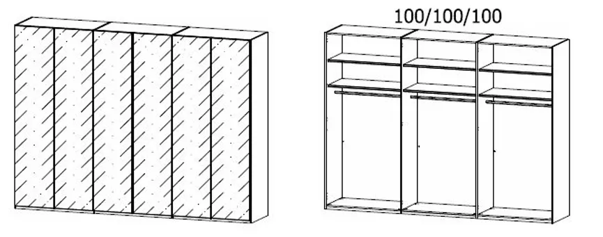 Drehtürenschrank 6-trg. detail