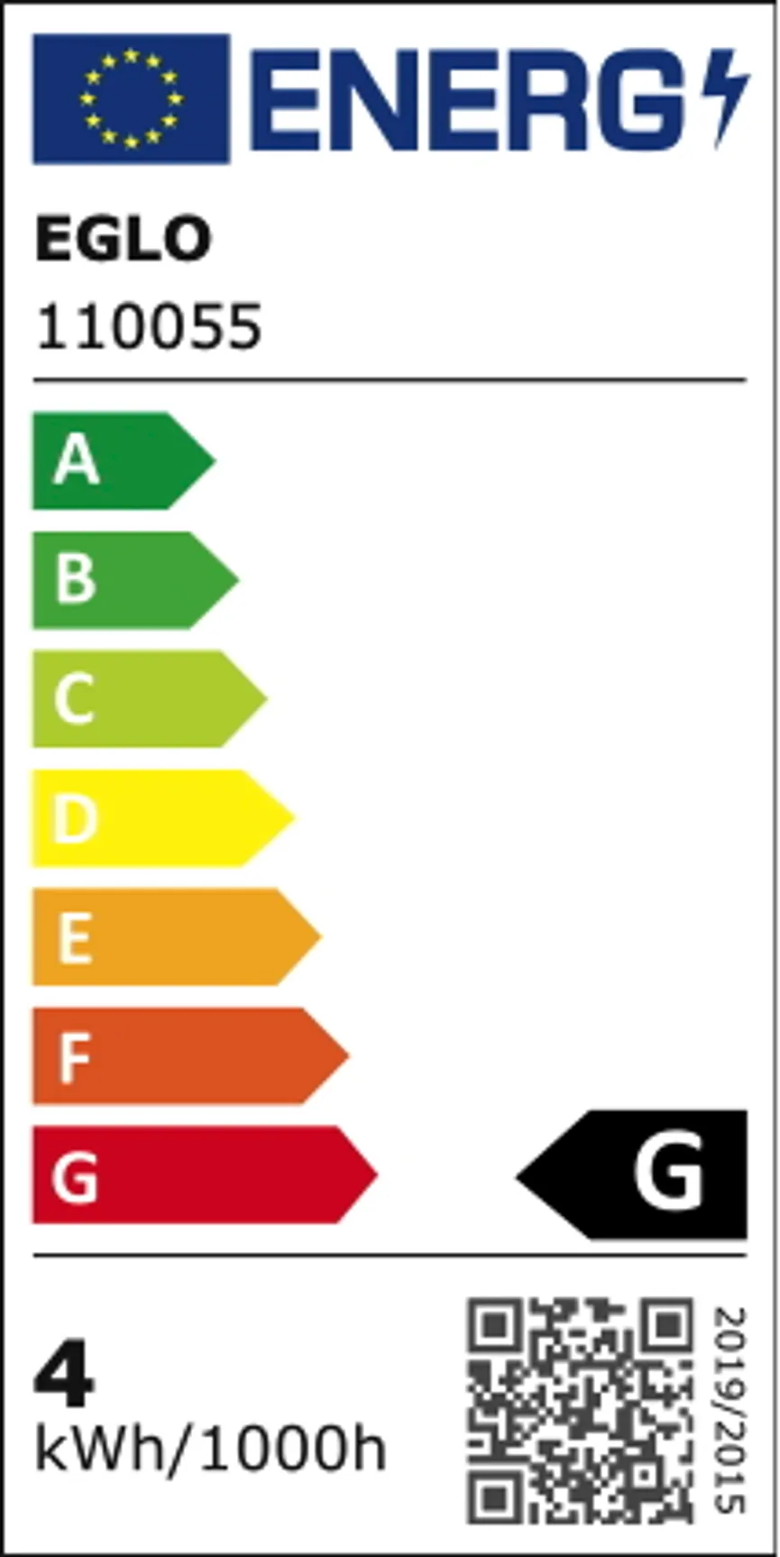 E27/4 Watt LED amber energielabel