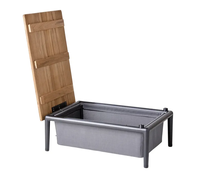 Box Tisch m. Teak Tischplatte detail