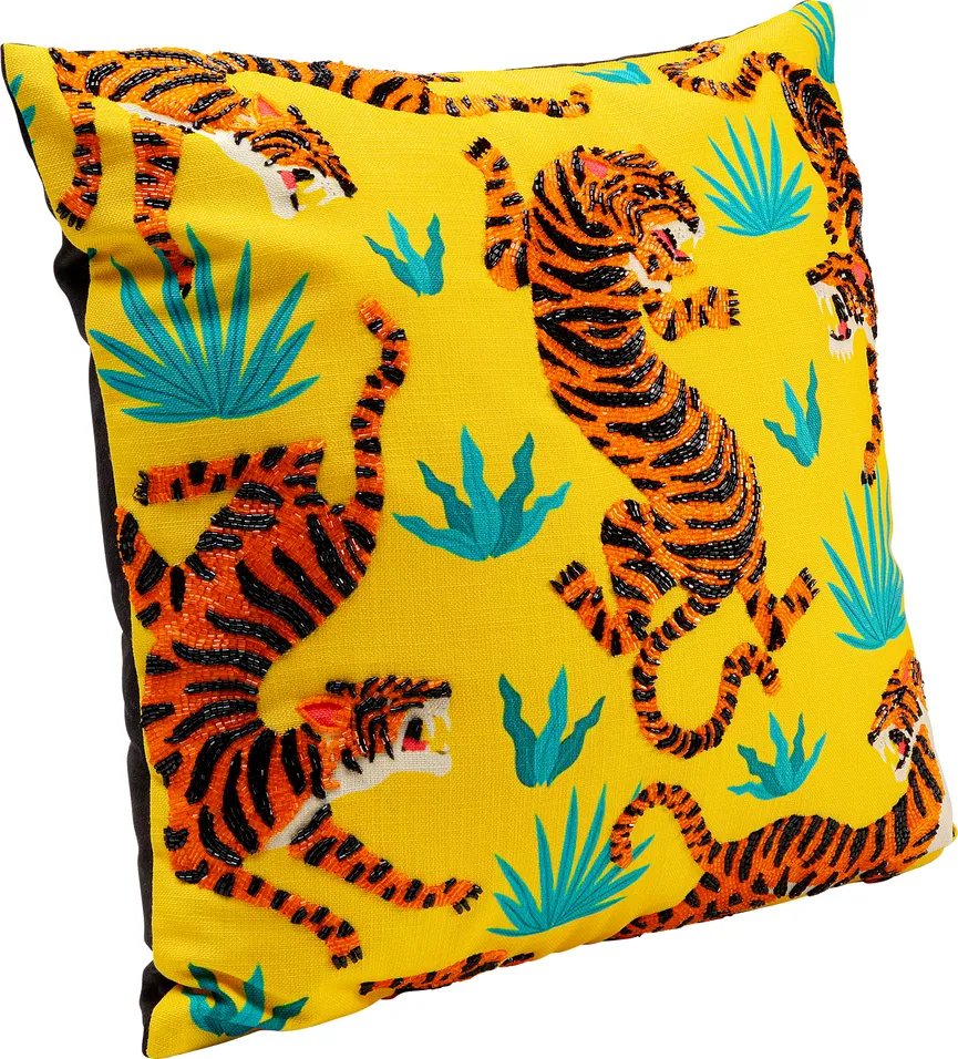 Kissen "Tiger Love" gelb detail