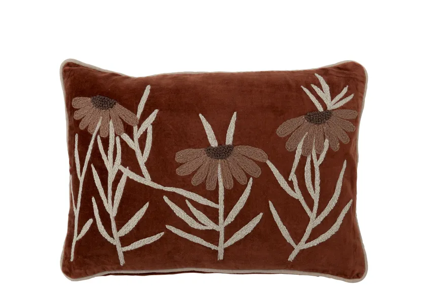 Kissen "Blumen" braun hauptaufnahme