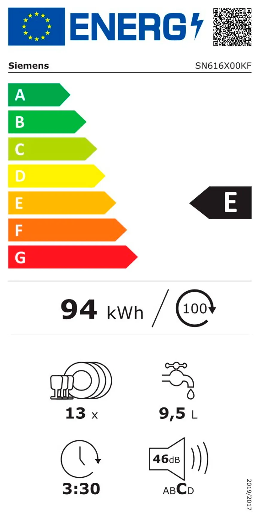 SIEMENS Geschirrspüler energielabel