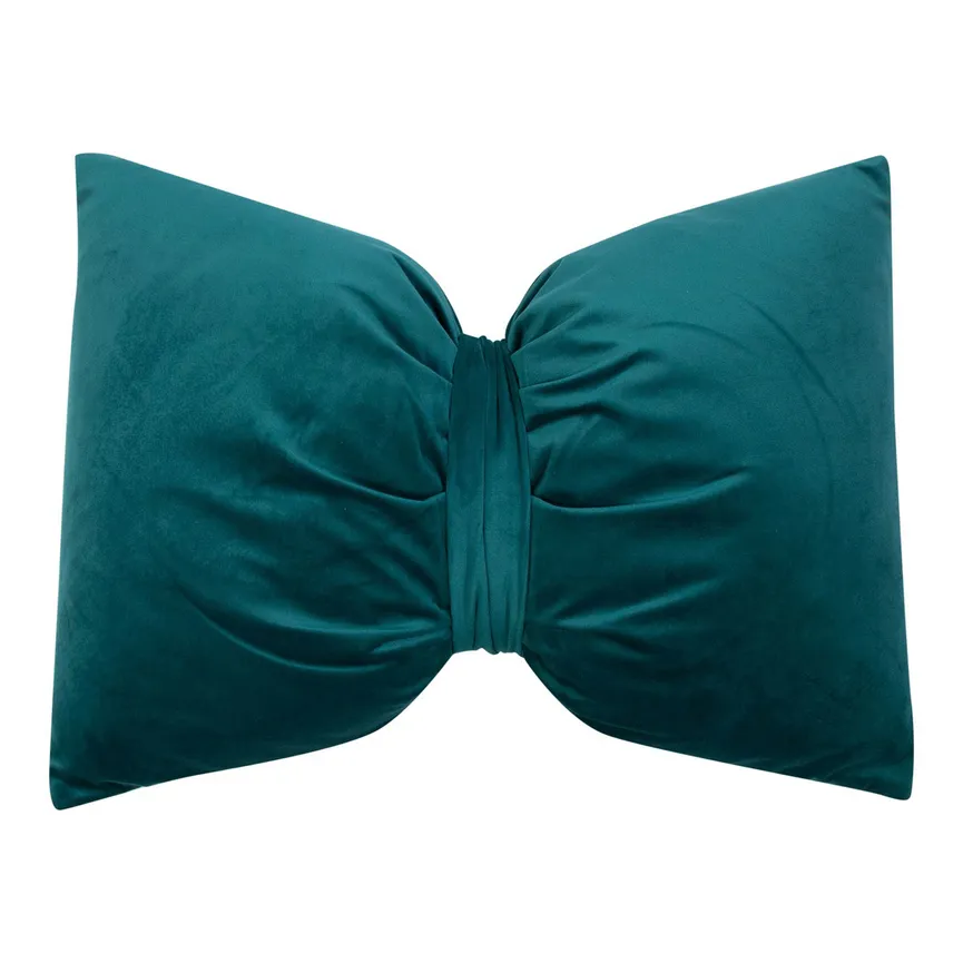 Kissen gefüllt Samt petrol hauptaufnahme