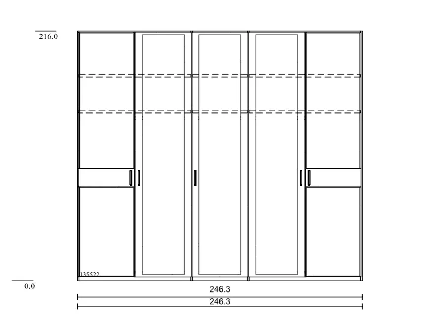 Drehtürenschrank 5-trg. detail