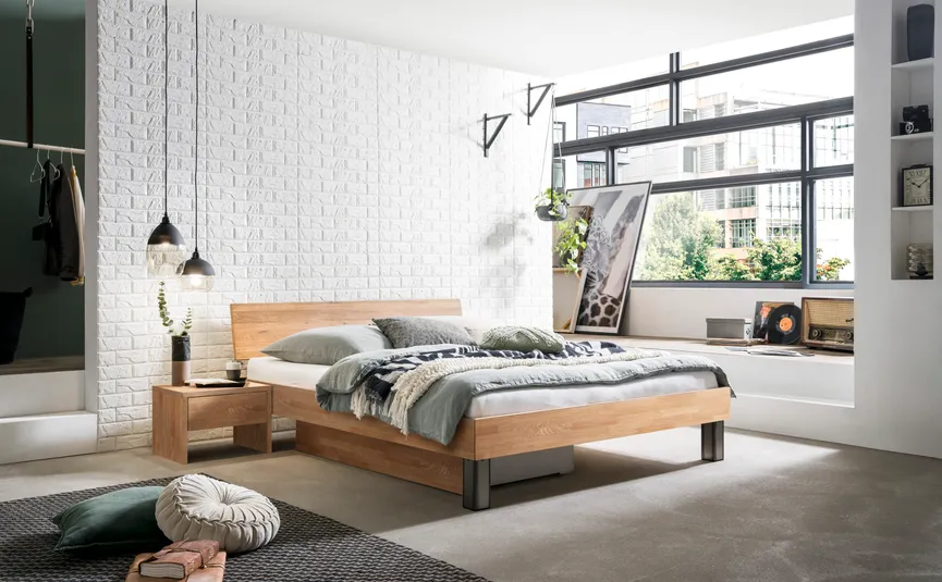 Massivholzbett 90x200 cm milieu