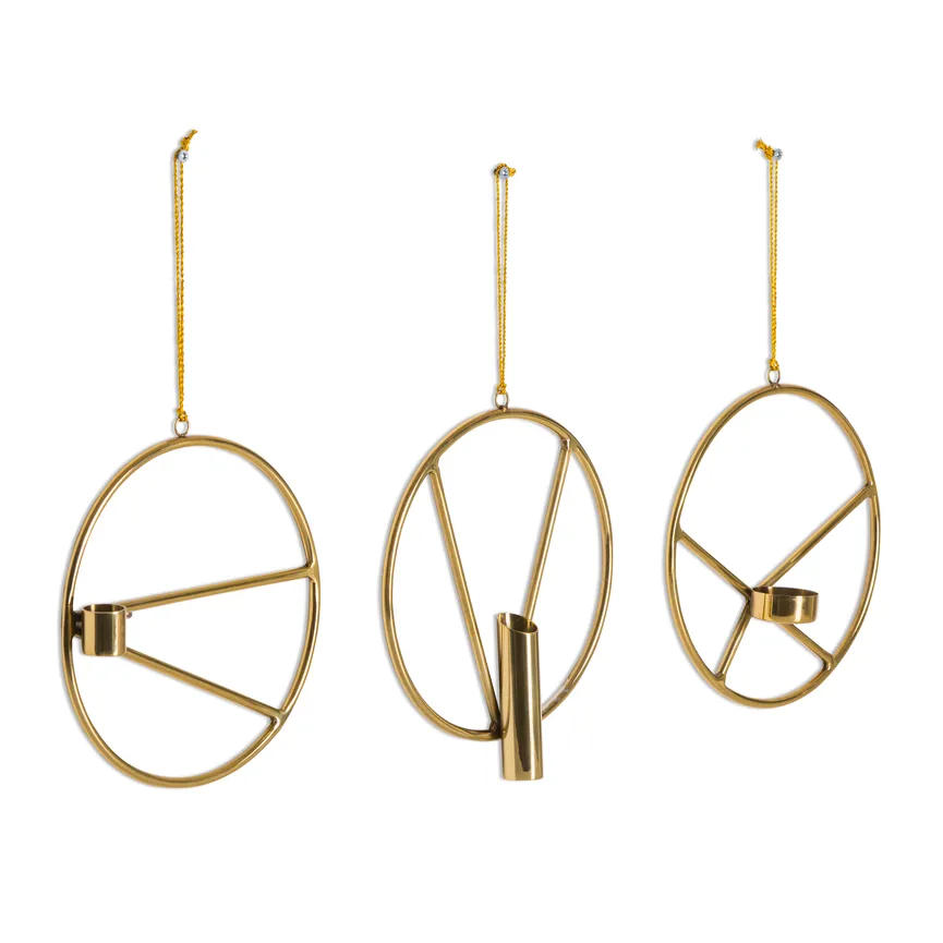 Wand-Kerzenhalter 3er-Set gold detail
