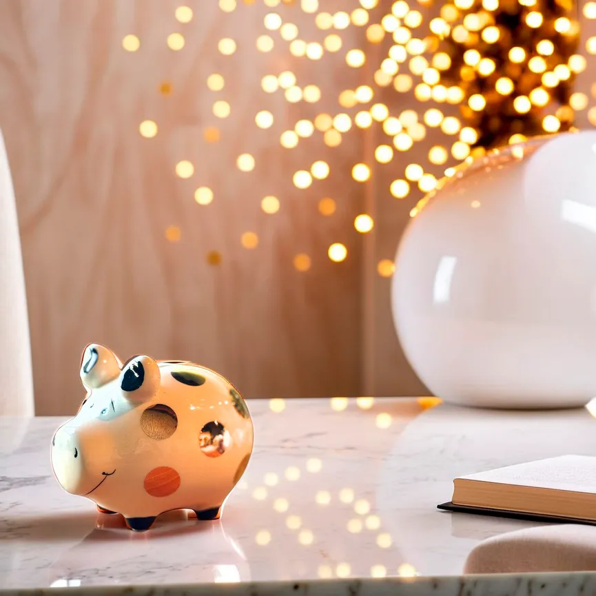 Sparschwein "Goldpunkt" weiß milieu