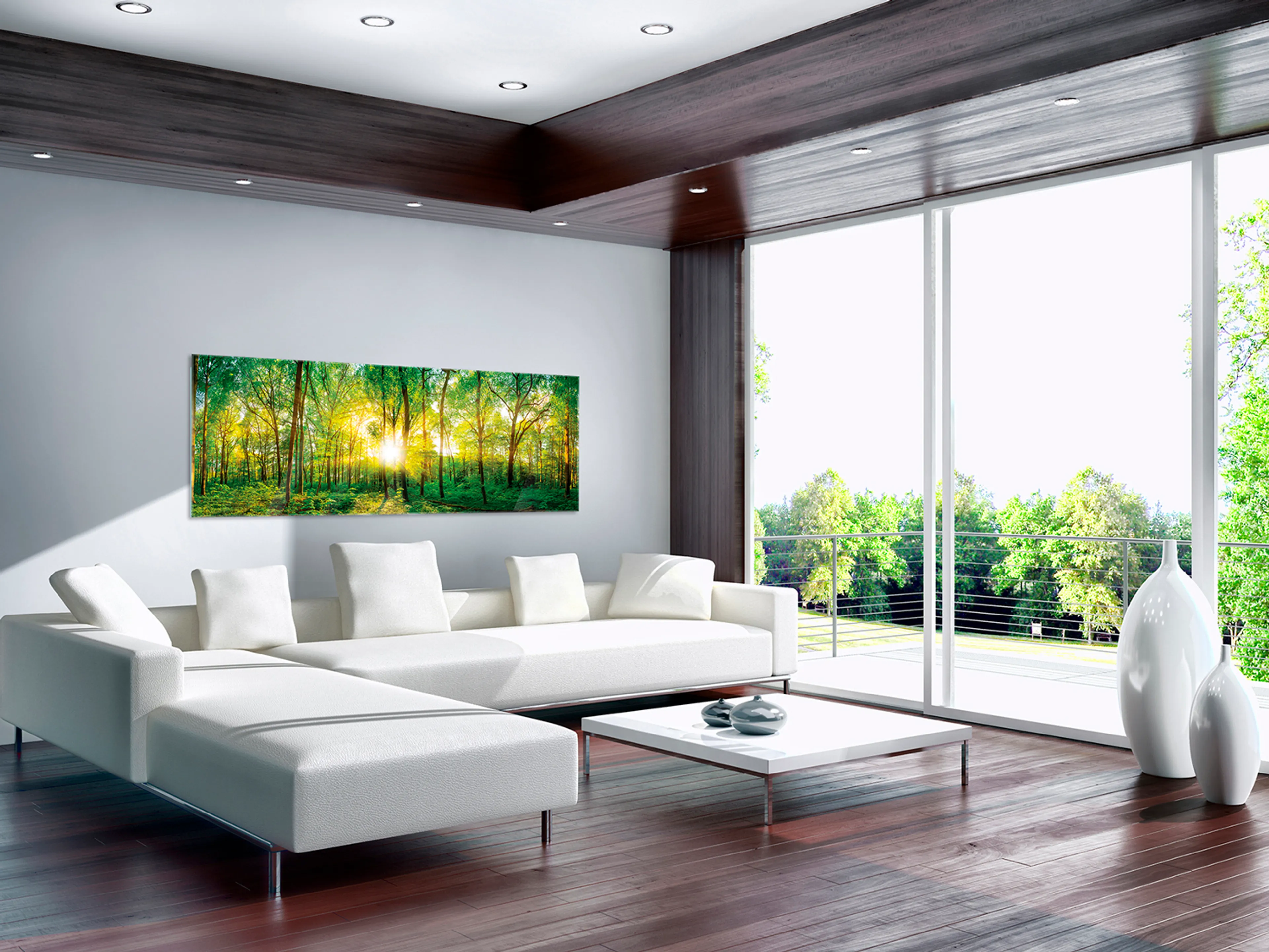 Glasbild 125 x 50 cm Sunlight Forest I