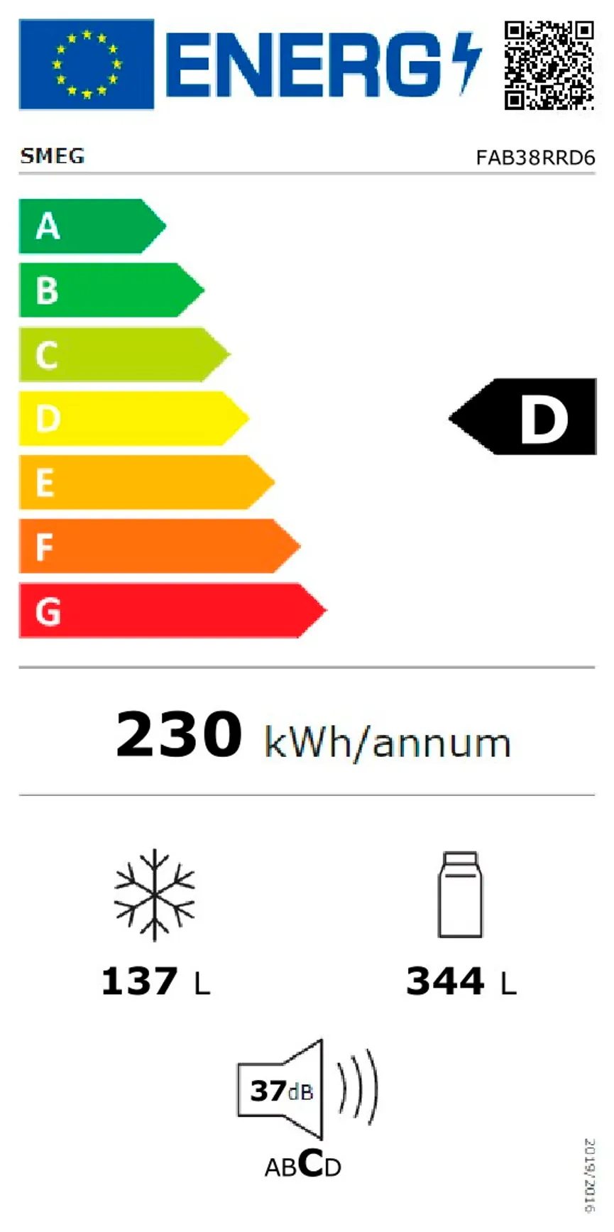 SMEG Kühl-/Gefrierkombination energielabel