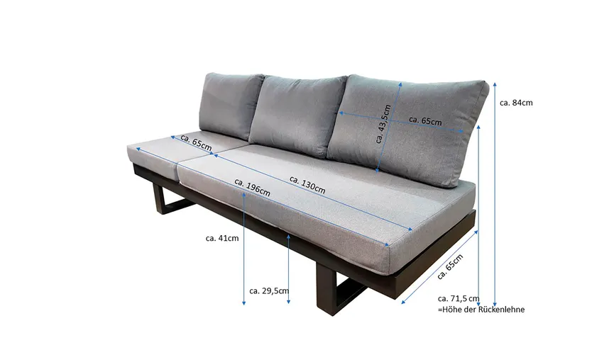 Sofaliege Anthrazit Aluminium detail