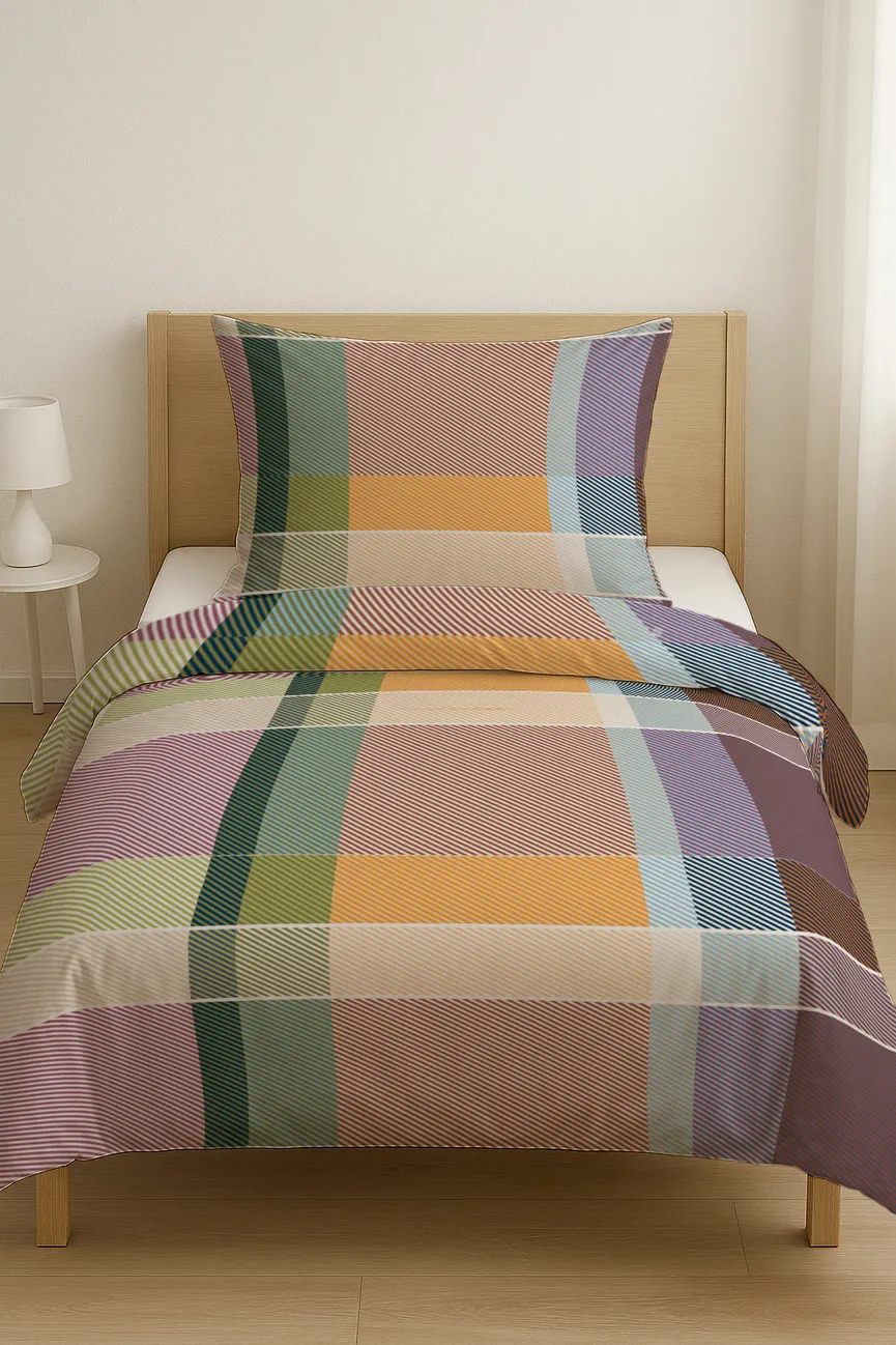 Baumwoll-Bettw.Dreams Karo 135 milieu