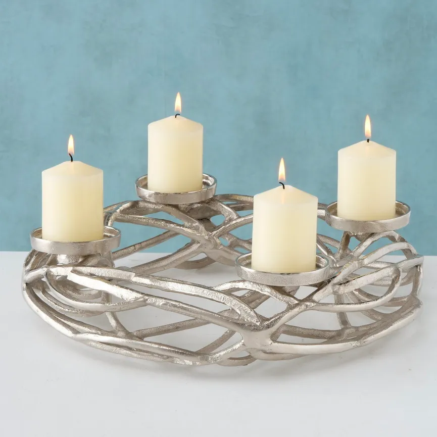 Kerzenhalter "Ringval" silber milieu