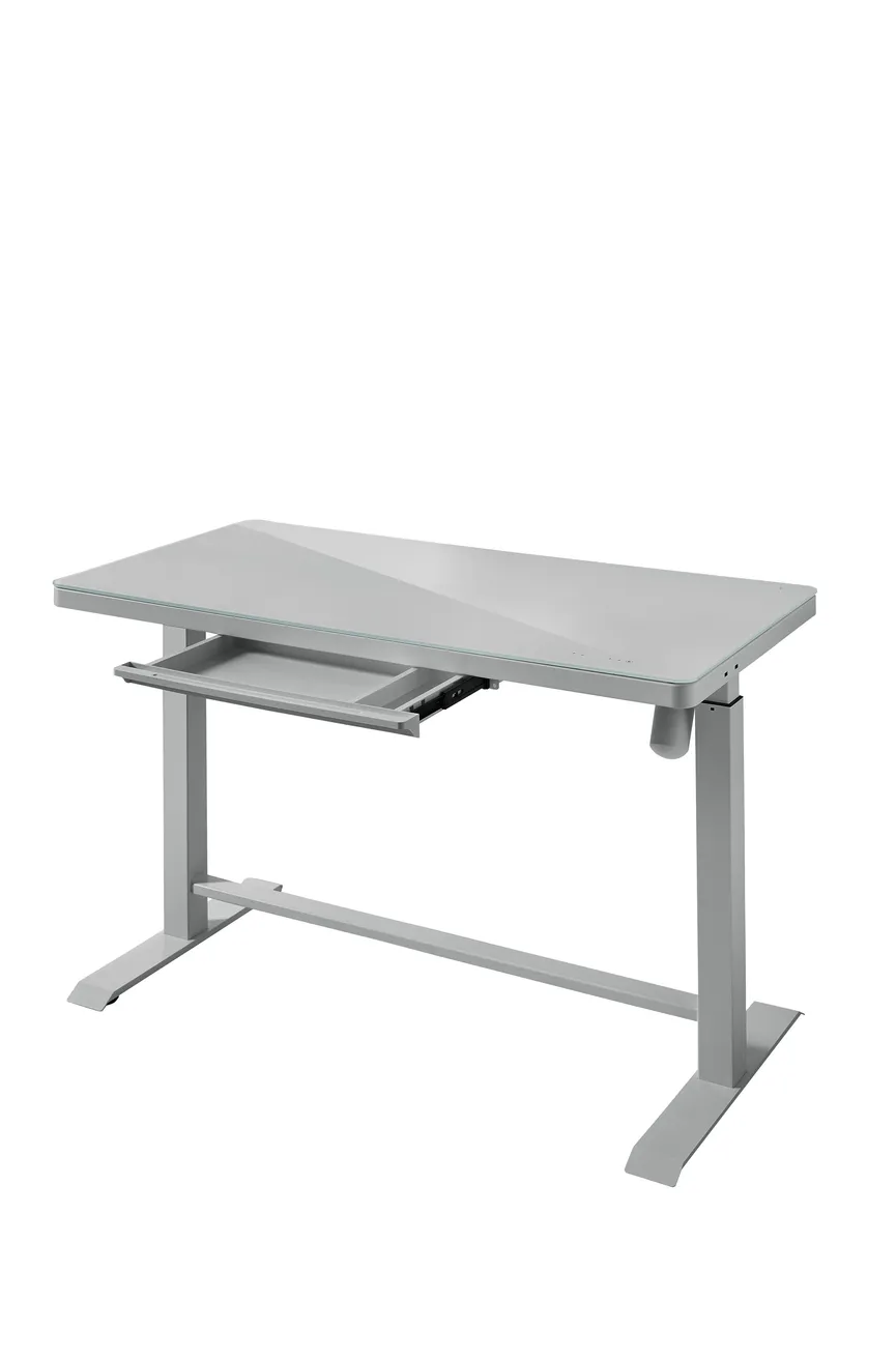 Schreibtisch grau detail