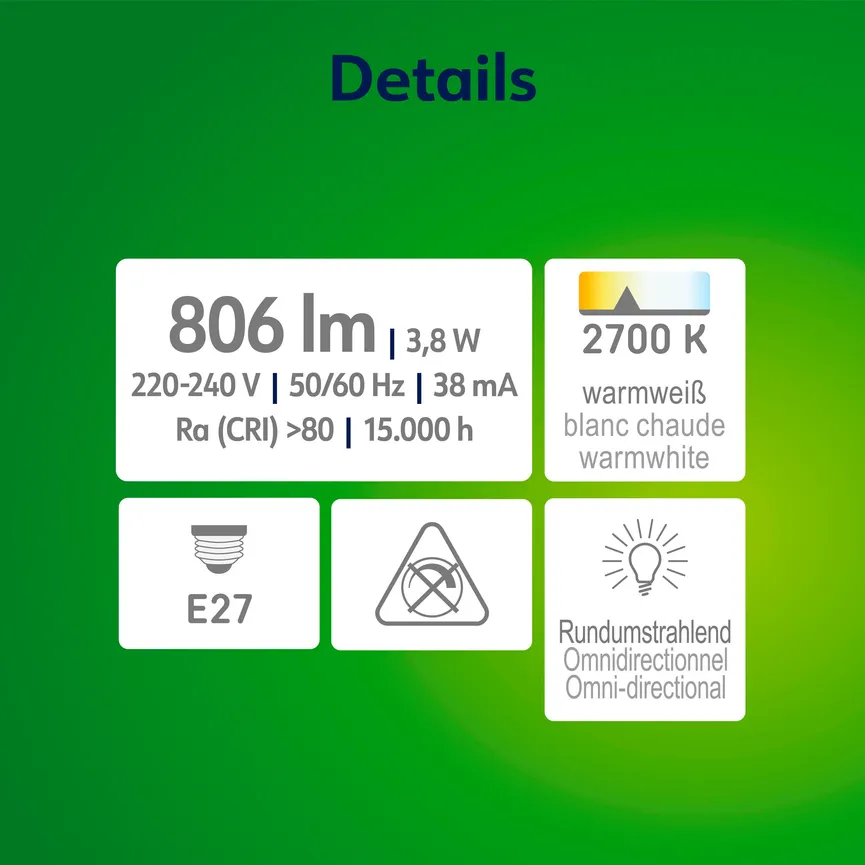 E27/3,8W LED Birne Retro detail