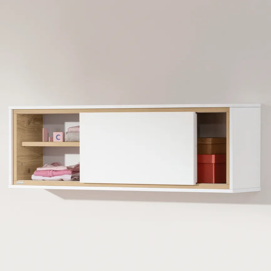 Wandregal mit Schiebetüre detail