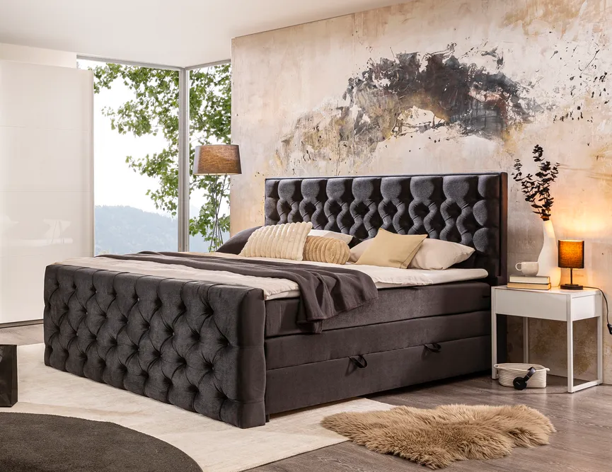 Boxspringbett 200x200 cm milieu